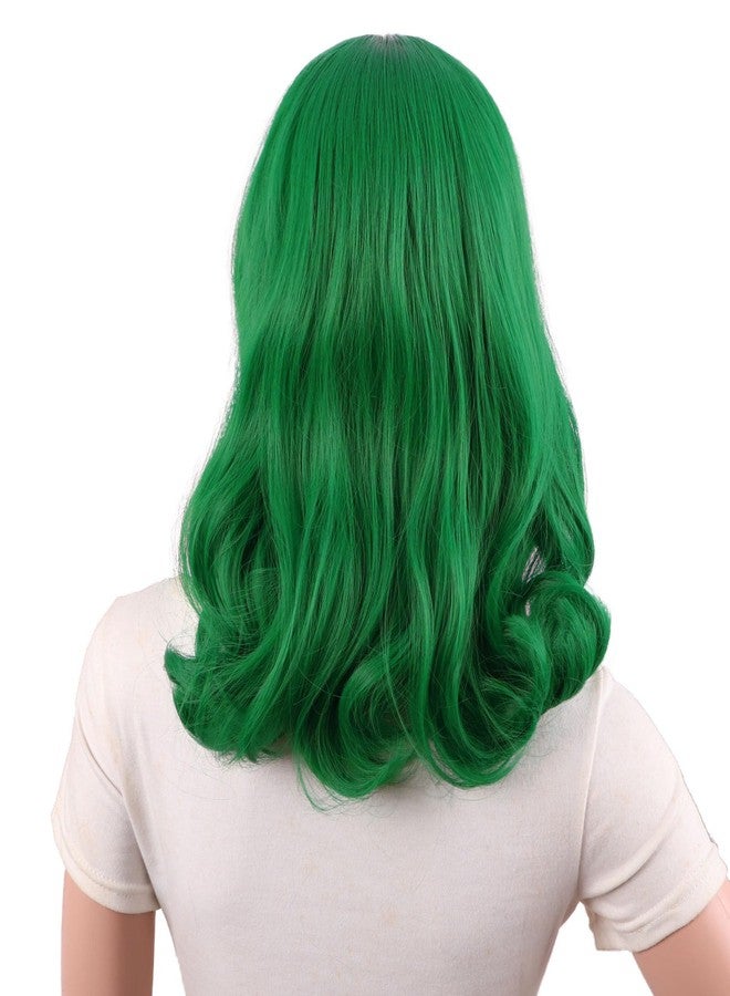 MapofBeauty 16 Inch/40 cm Short Side Bangs Medium Curly Wig (Grass Green) - Image 4